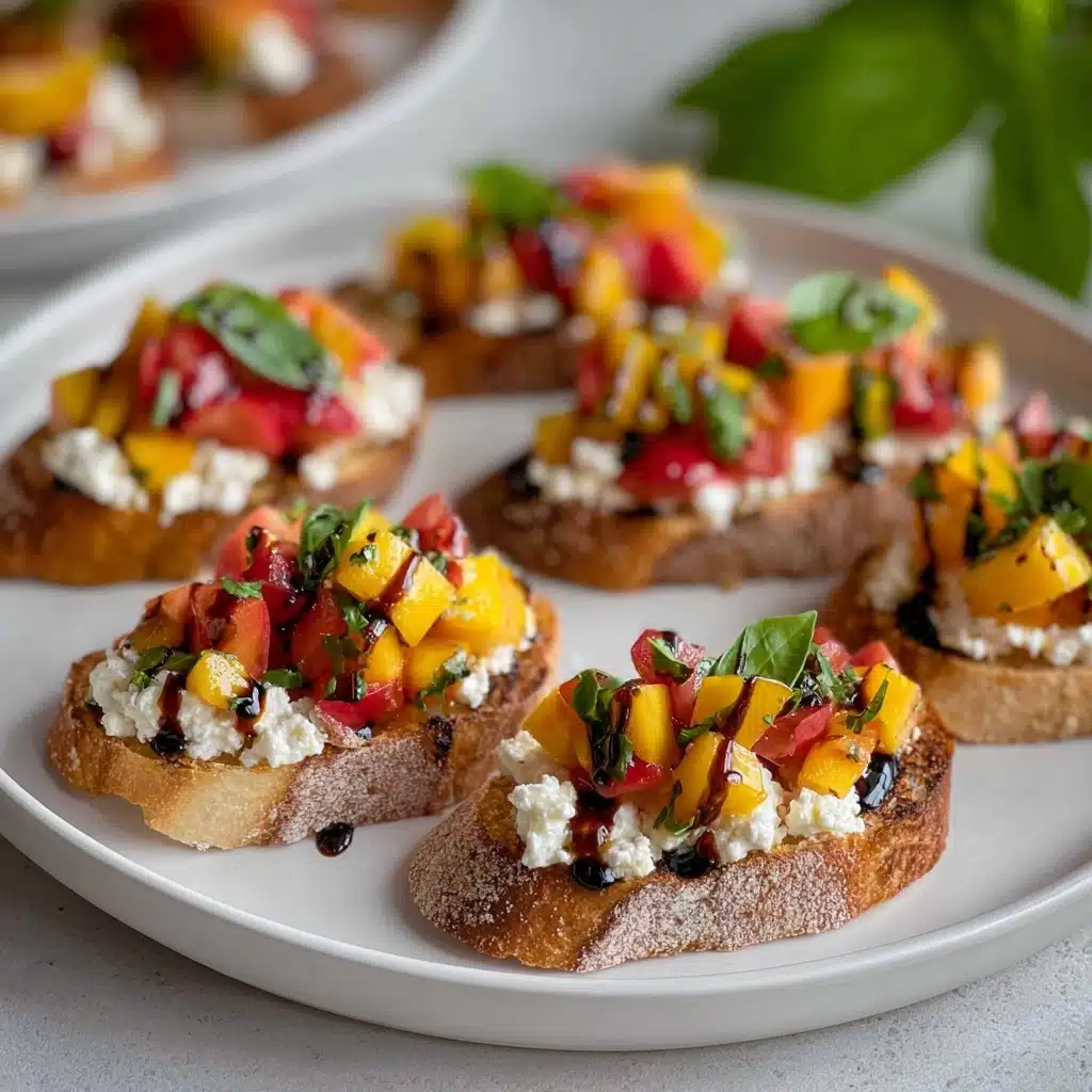 Quick Peach Bruschetta with Whipped Ricotta Recipe - Recipe Image