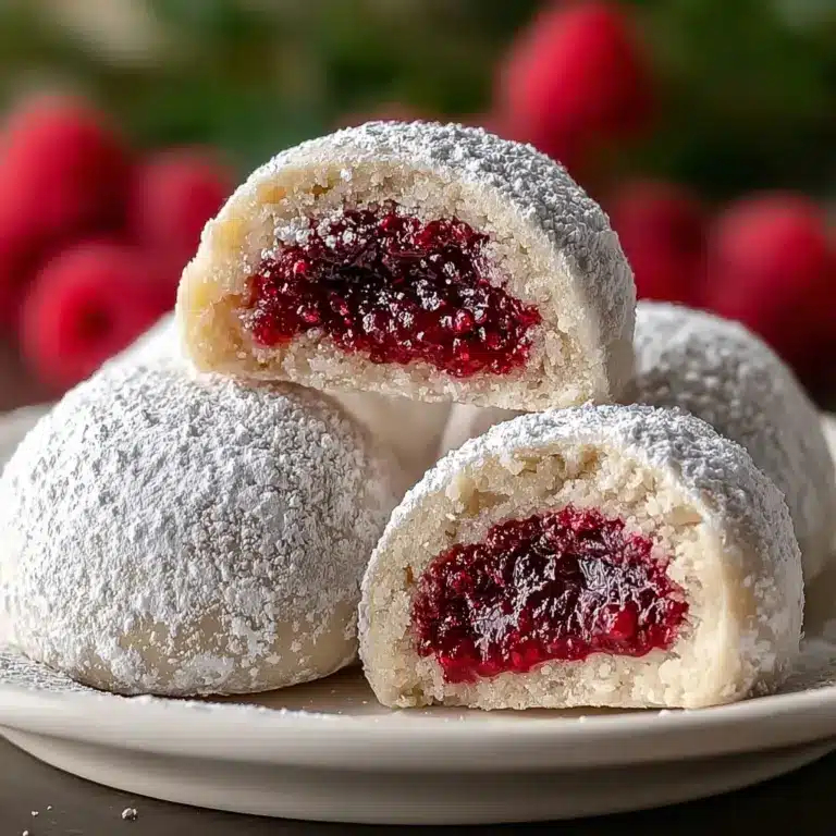Raspberry Filled Almond Snowball Cookies Recipe