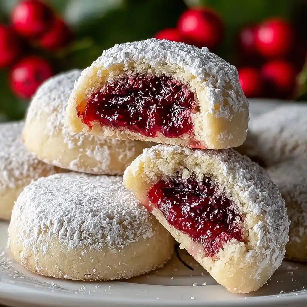 Raspberry Filled Almond Snowball Cookies Recipe - Recipe Image