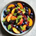 Honey Lime Basil Peach Fruit Salad Recipe