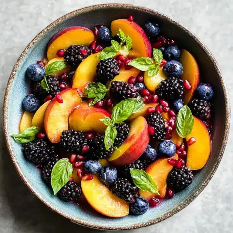 Honey Lime Basil Peach Fruit Salad Recipe