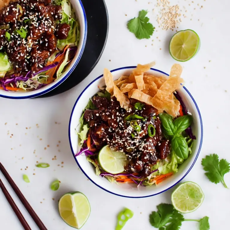Teriyaki Chicken Wonton Taco Bowls Recipe