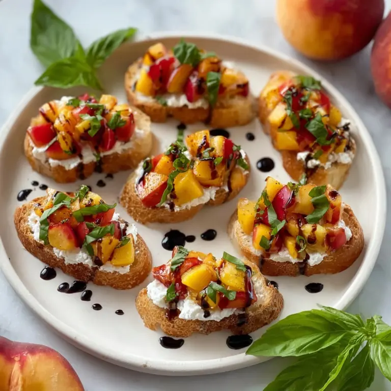 Quick Peach Bruschetta with Whipped Ricotta Recipe