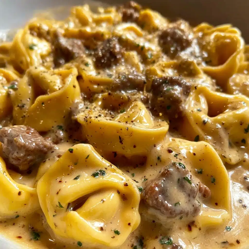 Cheesesteak Tortellini in Creamy Provolone Sauce Recipe - Recipe Image