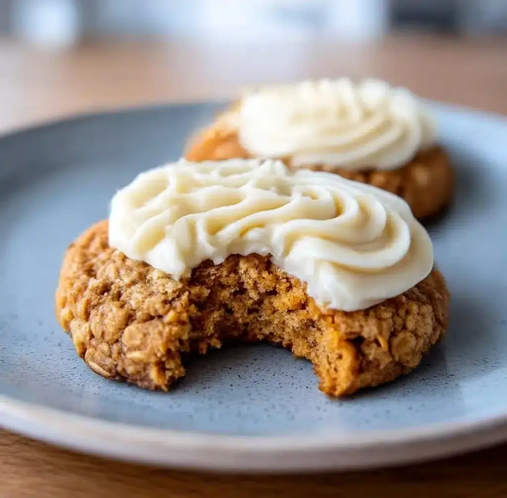 Soft Chewy Pumpkin Oatmeal Cookies Maple Frosting Recipe