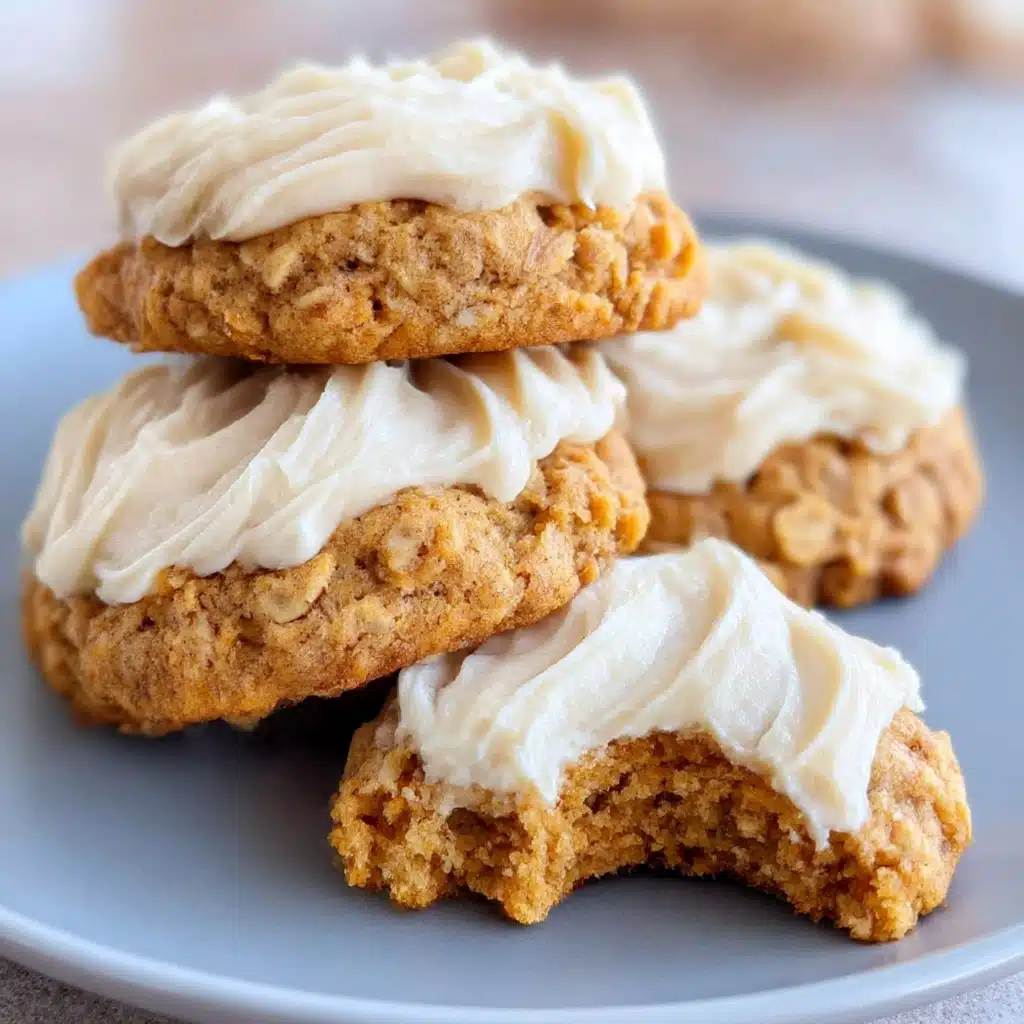 Soft Chewy Pumpkin Oatmeal Cookies Maple Frosting Recipe - Recipe Image
