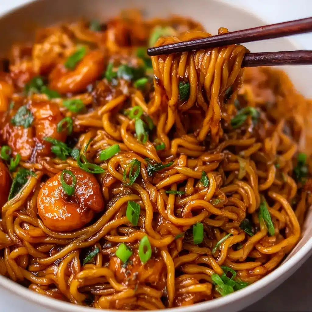 Sticky Garlic Chicken Noodles Recipe - Recipe Image