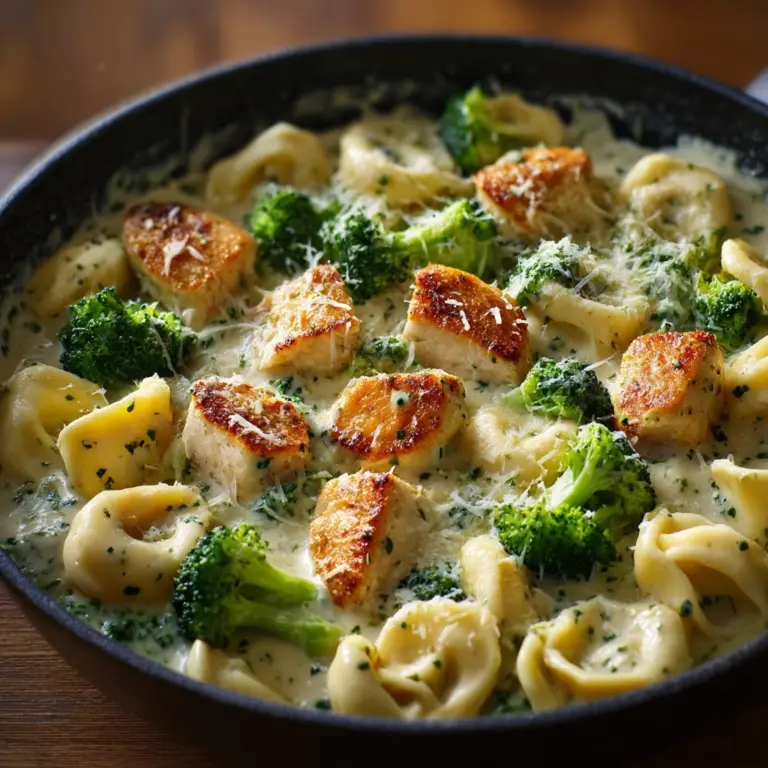 Easy Creamy Tortellini with Chicken and Broccoli Recipe