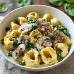 Creamy Tortellini with Spinach and Mushrooms Recipe