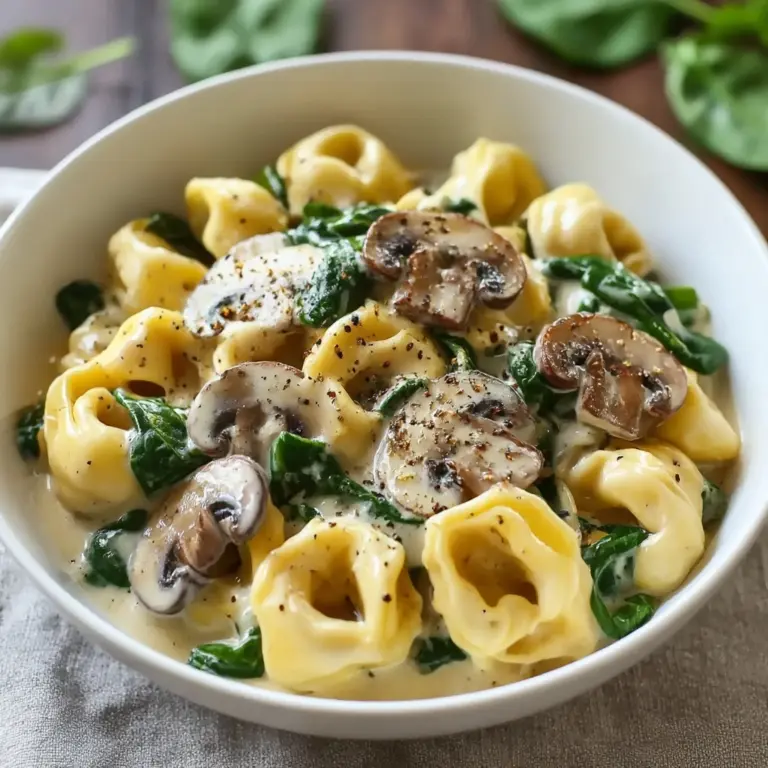 Creamy Tortellini with Spinach and Mushrooms Recipe