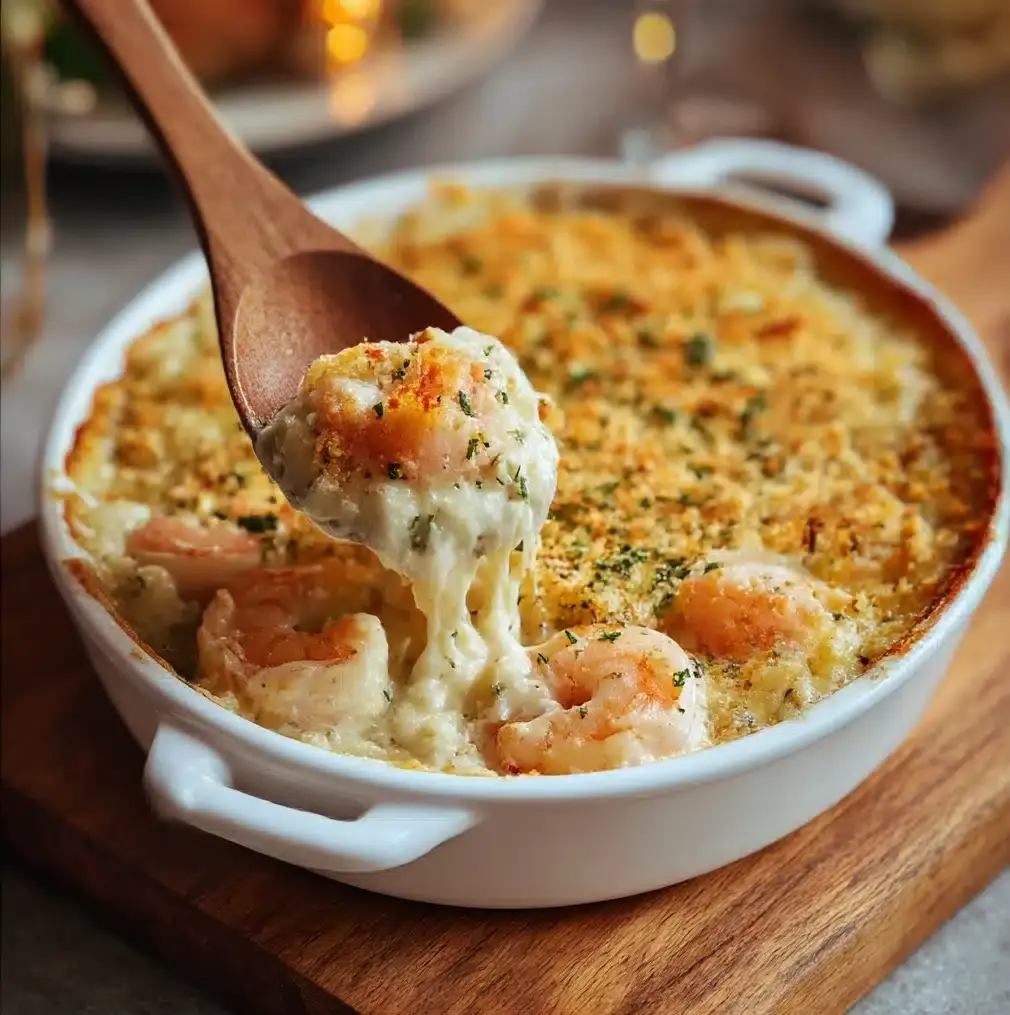 Keto Garlic Shrimp Au Gratin