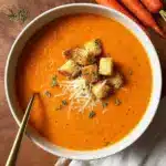 Easy Roasted Red Pepper Soup with Gouda and Tomatoes Recipe