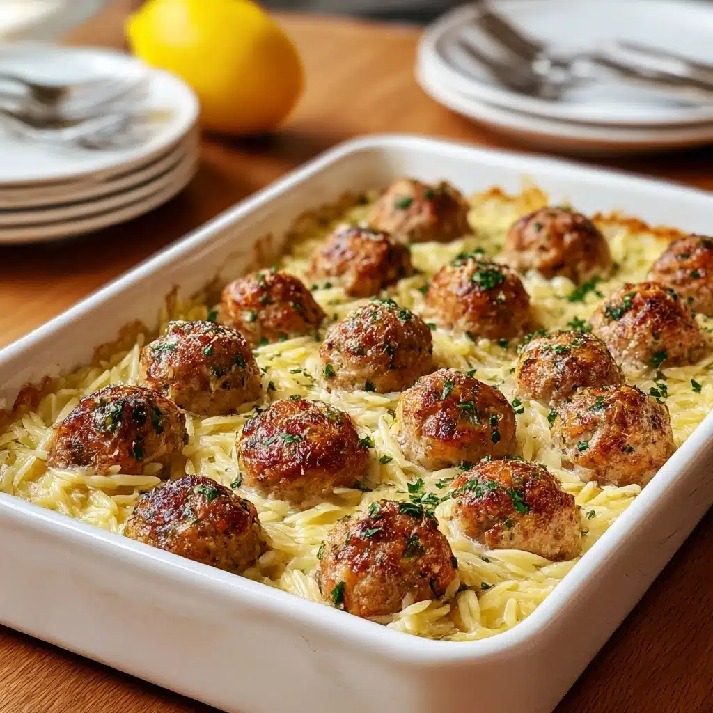 Greek Chicken Meatballs with Lemon Orzo Recipe - Recipe Image