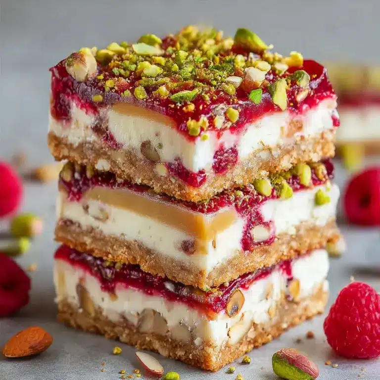 Raspberry Pistachio Cheesecake Bars Recipe