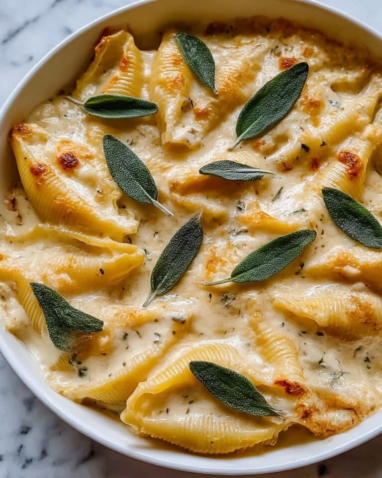 Pumpkin & Gouda Stuffed Shells With Brown Butter & Sage Alfredo Sauce Recipe