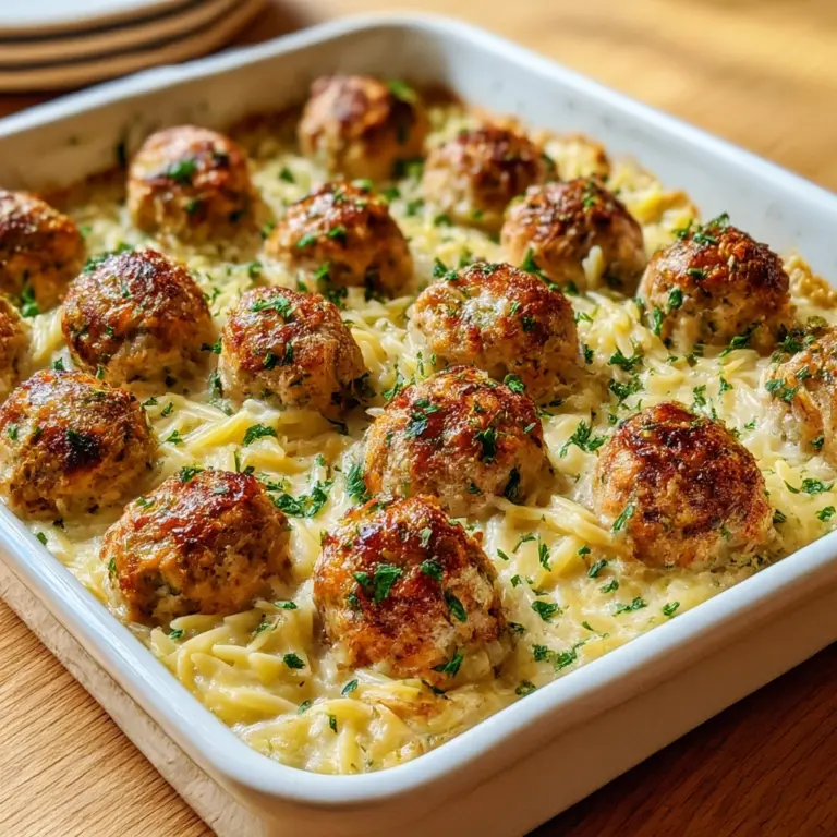 Greek Chicken Meatballs with Lemon Orzo Recipe