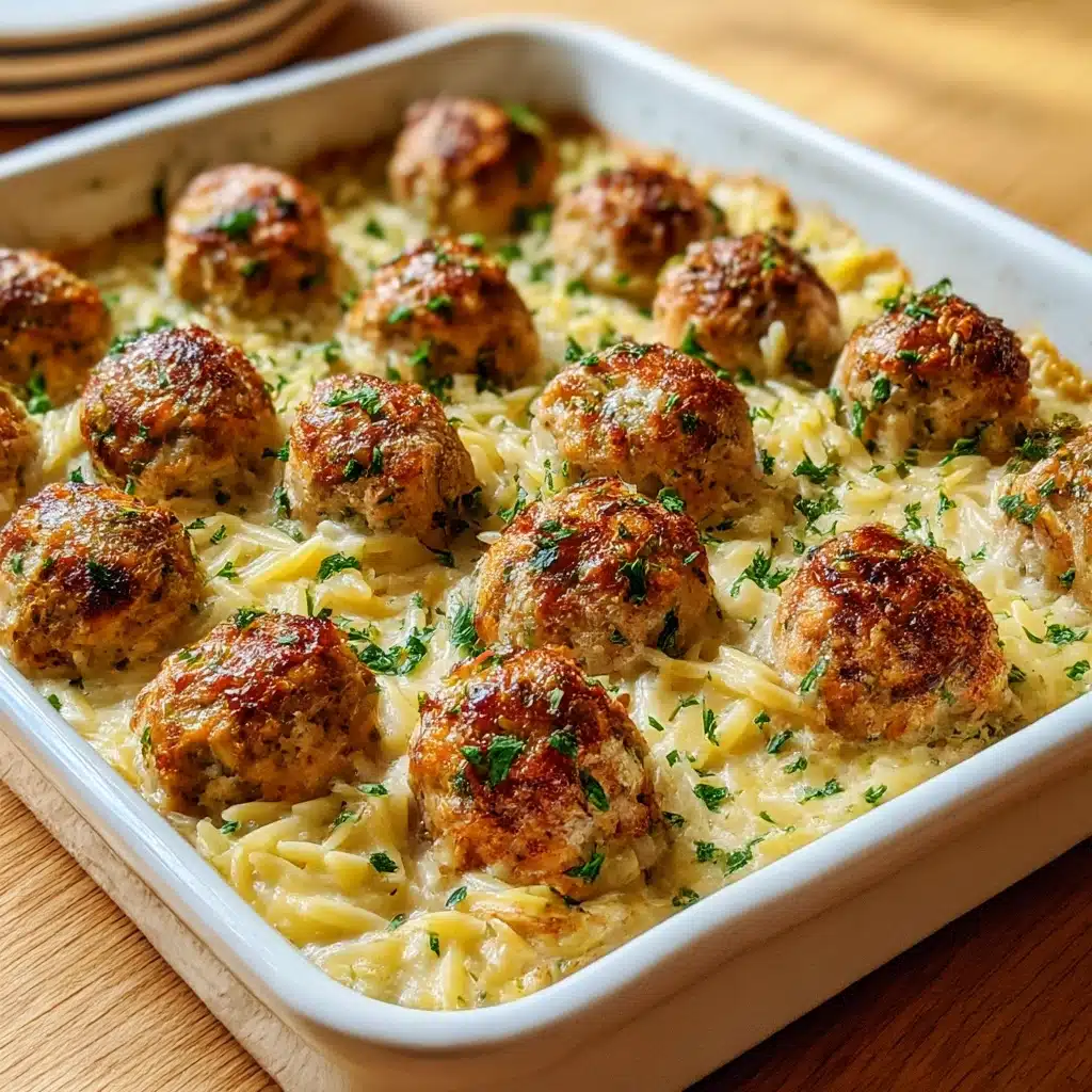 Greek Chicken Meatballs with Lemon Orzo Recipe - Recipe Image