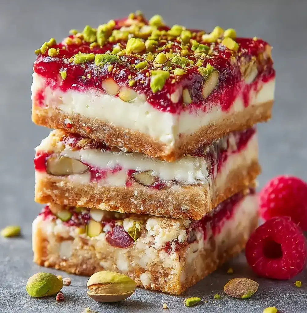 Raspberry Pistachio Cheesecake Bars Recipe