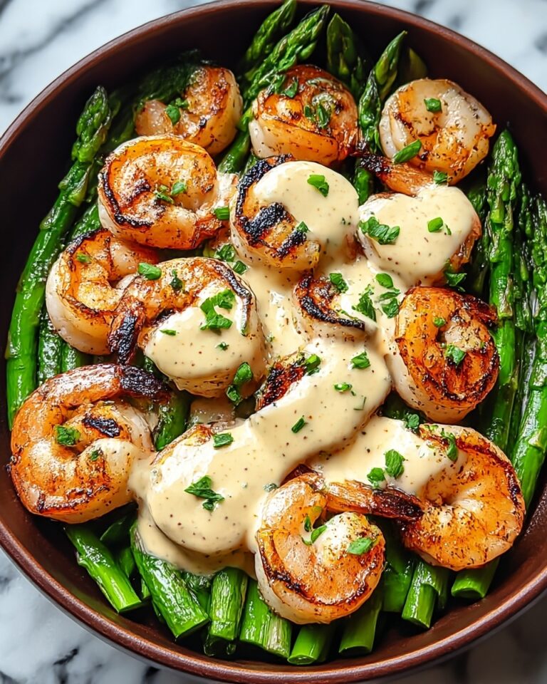 Grilled Shrimp Bowl with Asparagus & Creamy Garlic Sauce Recipe