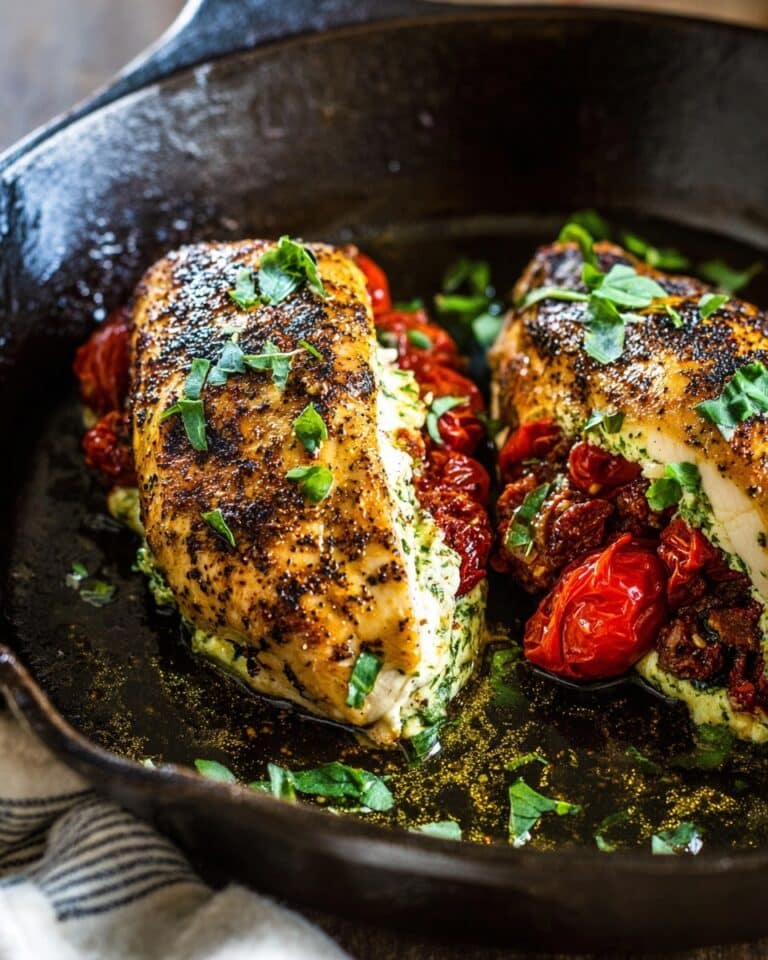 Cheese-Stuffed Chicken with Spinach, Pesto, and Sun-Dried Tomatoes Recipe