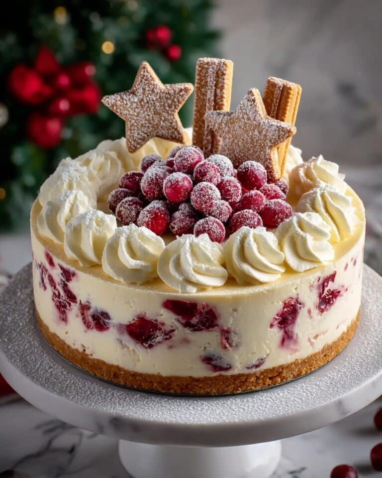 Christmas Cranberry White Chocolate Mousse Cheesecake Recipe