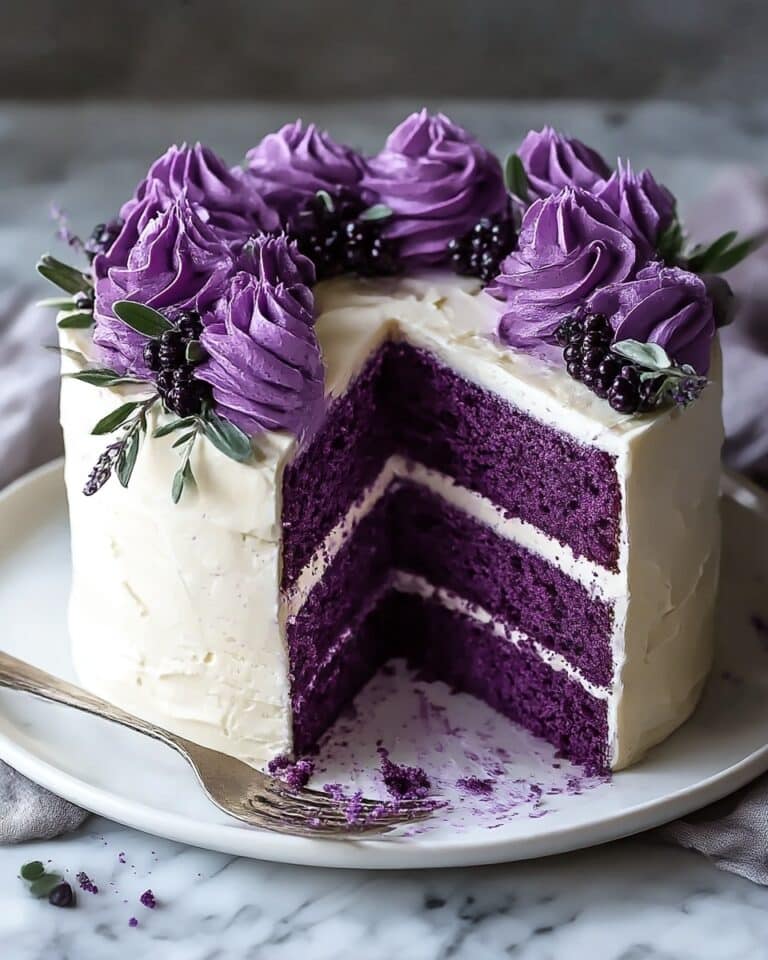 Royal Purple Velvet Cake with Creamy Vanilla Frosting Recipe