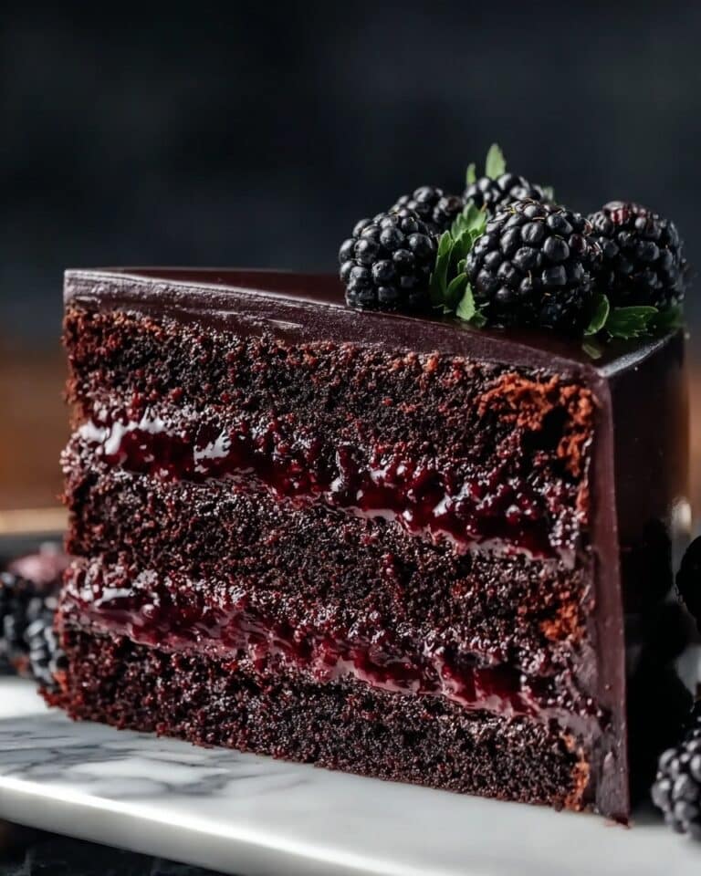 Black Velvet Cake with Blackberry Compote Recipe