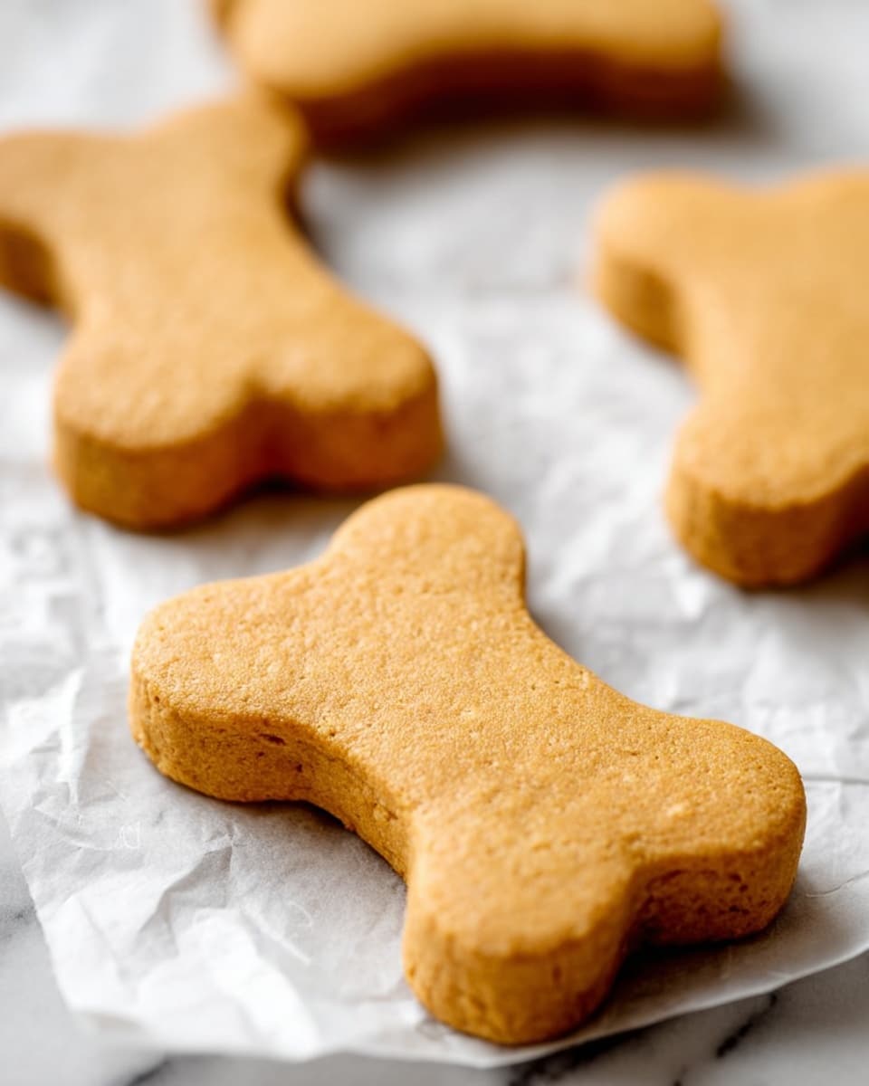 Several bone-shaped cookies with a smooth, slightly crumbly texture lie on a crinkled white parchment paper, which rests on a white marbled surface. The cookies have a warm, golden-brown color and appear thick and well-baked, each showing clean, rounded edges and uniform shape. The focus is on the nearest cookie in the foreground, while the others softly blur into the background, creating depth in the image. photo taken with an iphone --ar 4:5 --v 7