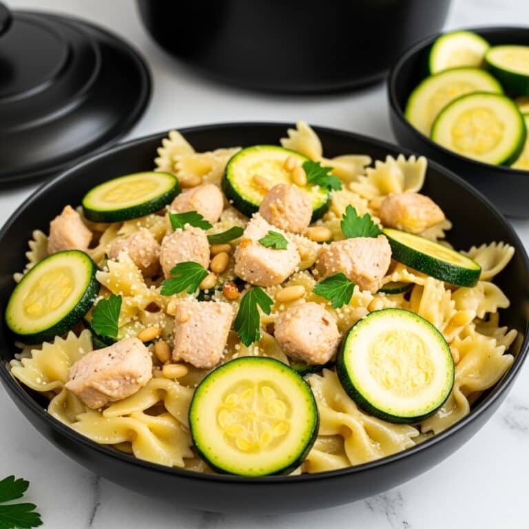 Chicken Zucchini Pasta with Parmesan and Pine Nuts Recipe