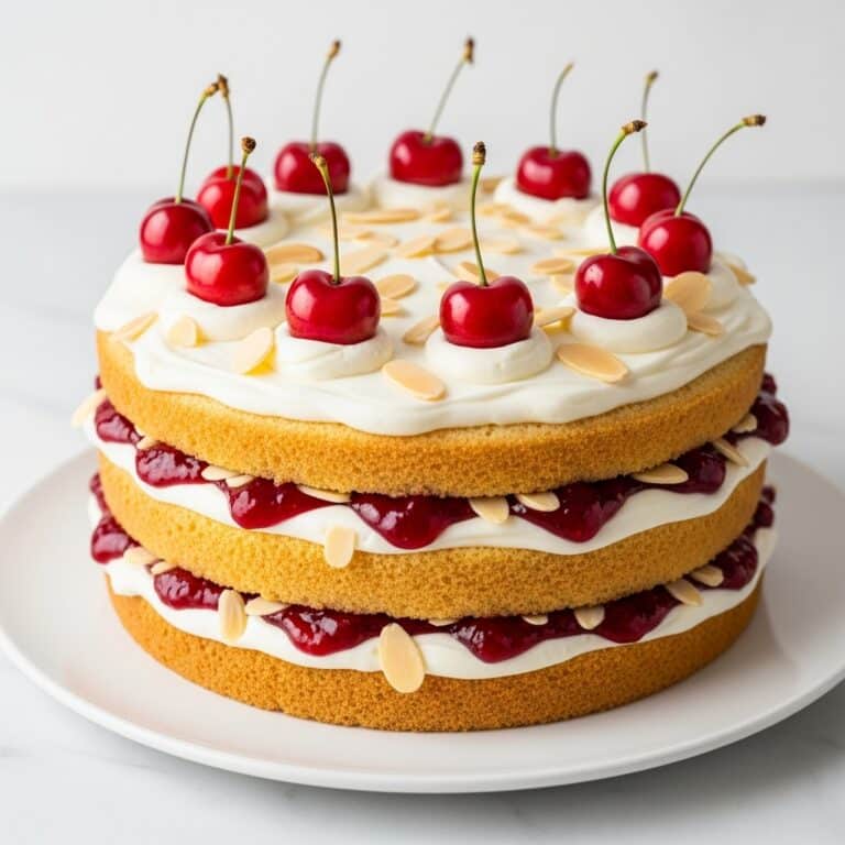 Almond Cherry Layer Cake Recipe