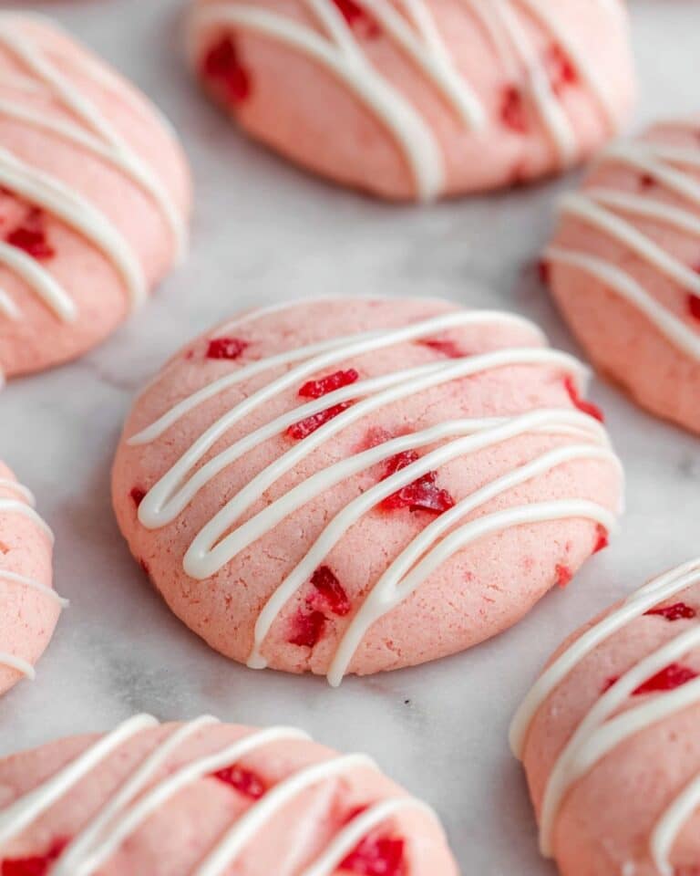 Cherry Almond Cookies with White Chocolate Drizzle Recipe