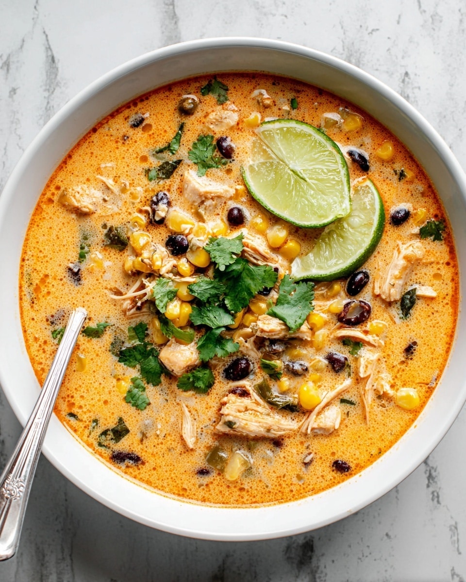 A large white pot filled with creamy soup that has a light orange color with green and black bits of vegetables or beans scattered throughout. The soup shows a mix of textures with some creamy swirls and small chunks. A wooden spoon is stirring the soup, held by a woman's hand visible in the lower right corner. The pot rests on a black electric burner set on a white marbled surface. The photo is taken from above, showing the full pot and some of the surface around it. photo taken with an iphone --ar 4:5 --v 7