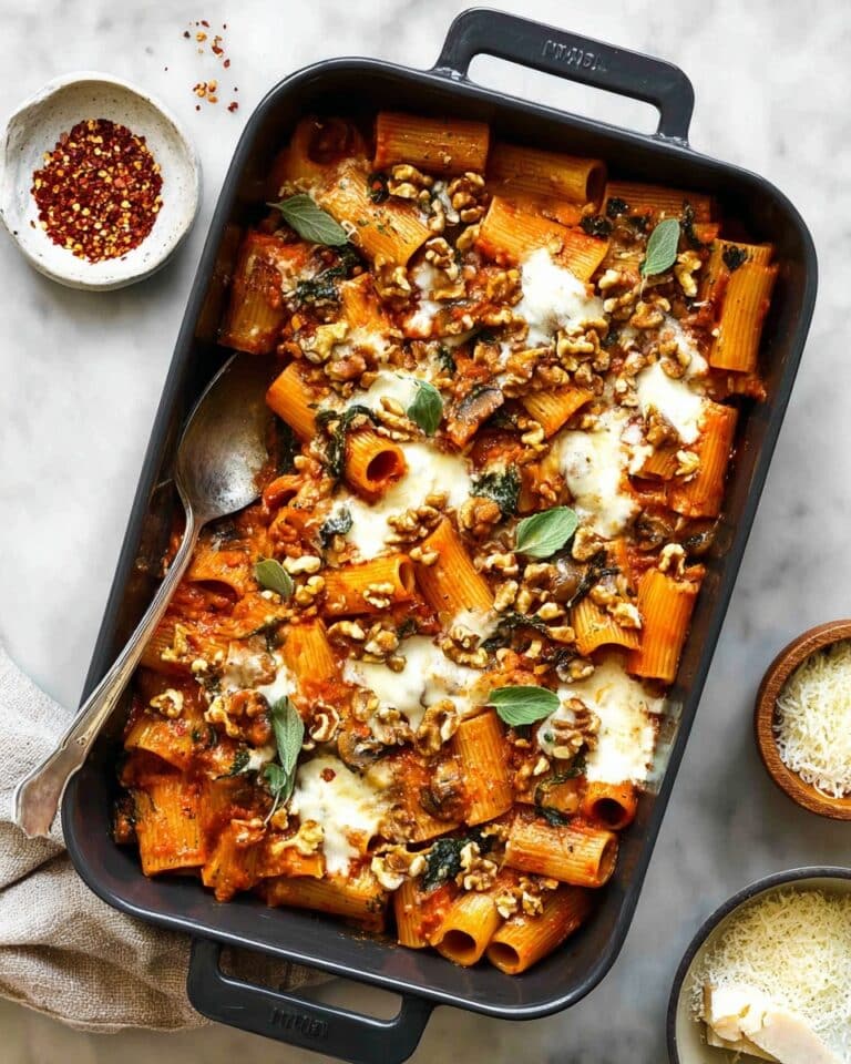 Pumpkin Tomato Pasta Bake with Walnuts and Sage Recipe